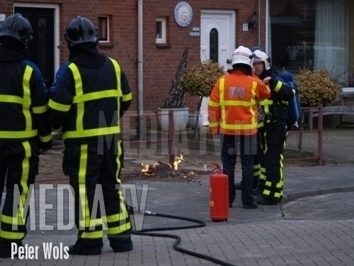 Gasleiding in brand tijdens werkzaamheden