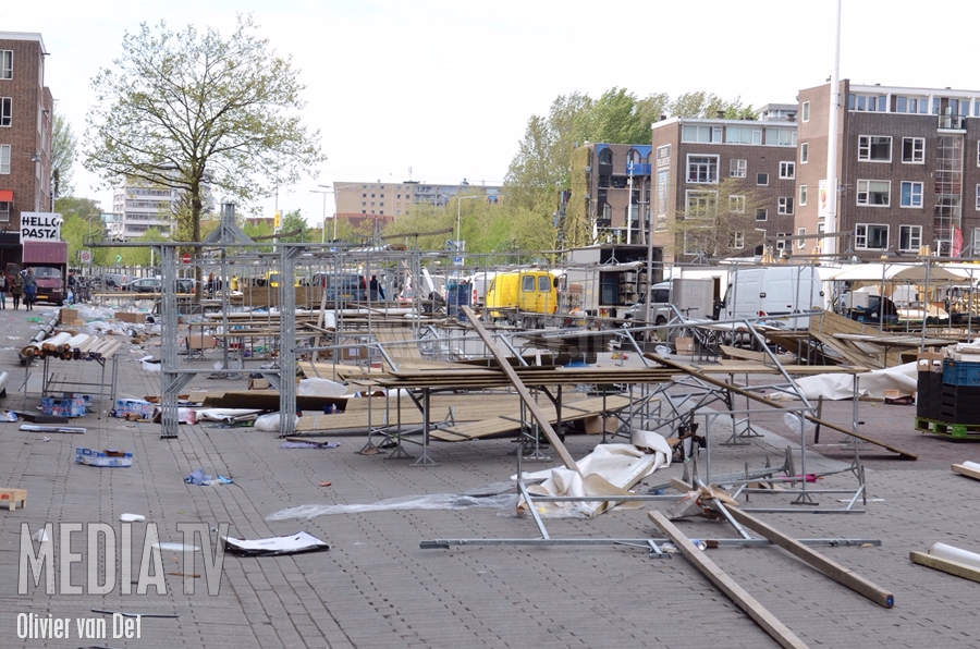 Marktkramen op Binnenrotte Rotterdam omvergeblazen (Video)