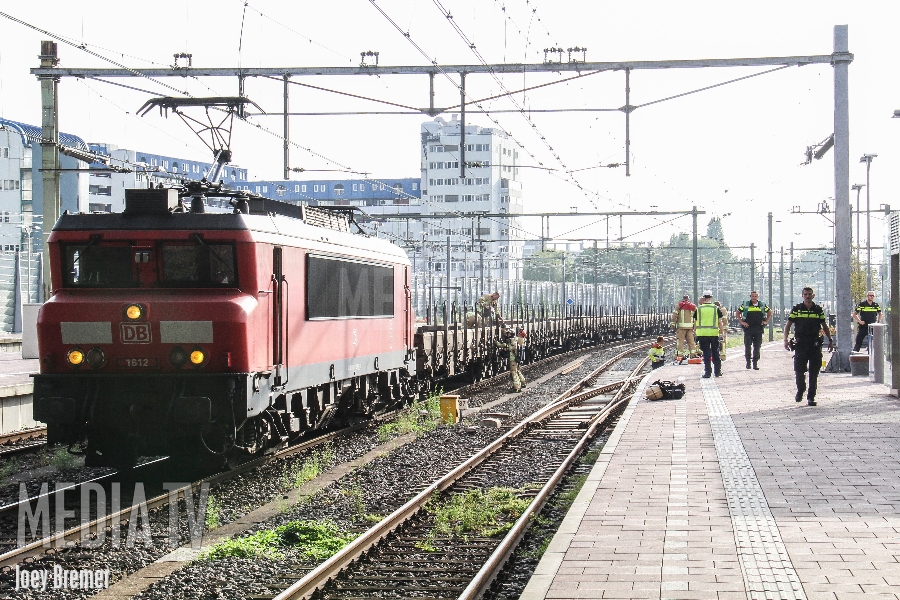 Brand op goederentrein Station Rotterdam Centraal