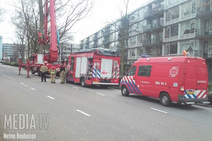 Brandweer verwijdert loshangende tak Mozartlaan Schiedam