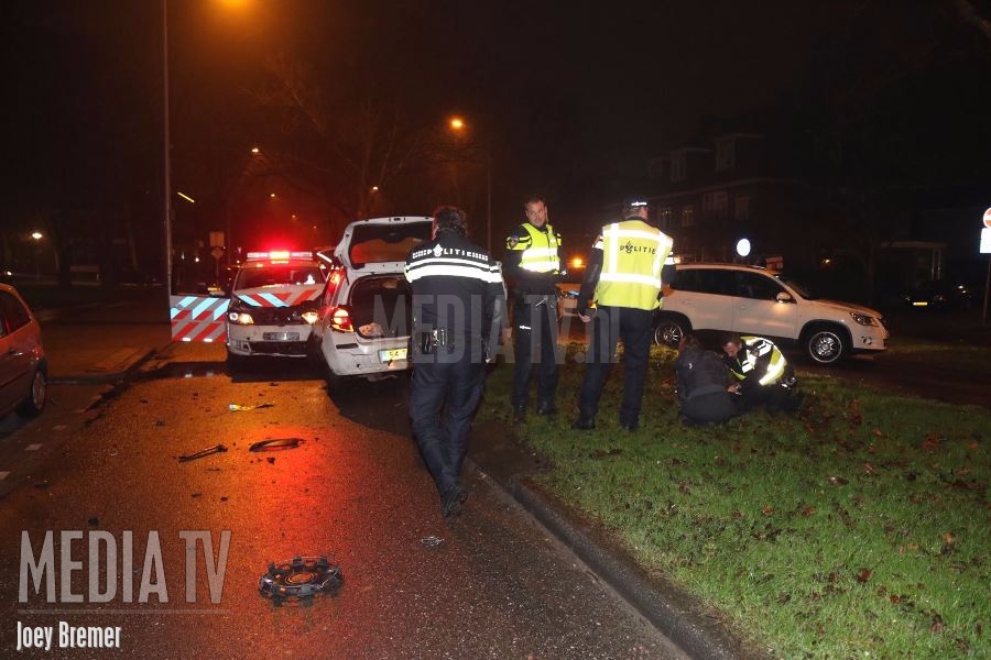 Achtervolging eindigt in crash met politiewagen Burgemeester Knappertlaan Schiedam (video)