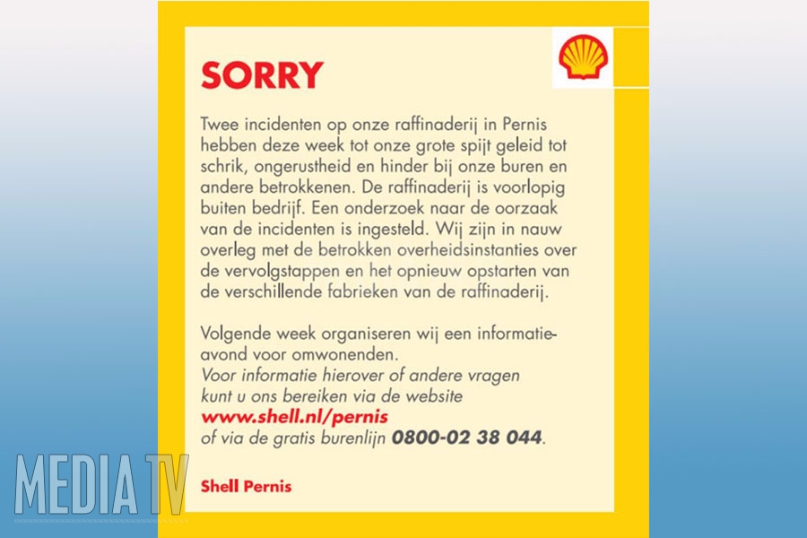 Shell-Pernis zegt "Sorry" en organiseert informatieavond voor omwonenden