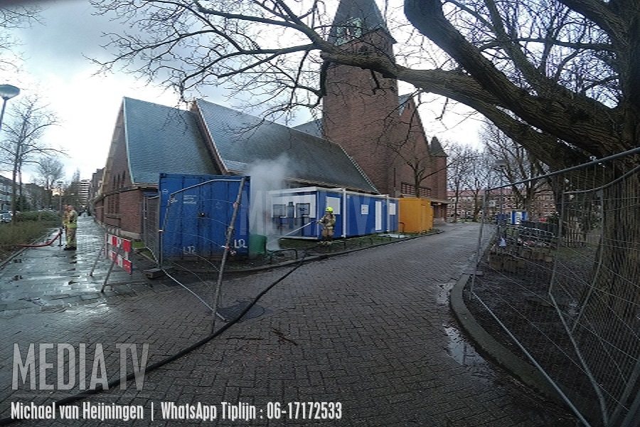 Brandweer blust containerbrandje Statensingel Rotterdam