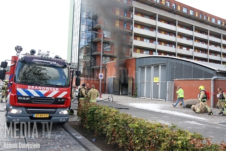 Brand in hoogspanningsgebouw Spoorweghavenplein Rotterdam