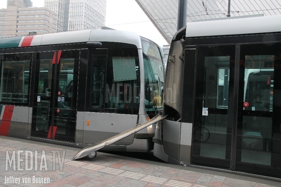 Trams in botsing op Rotterdam Centraal