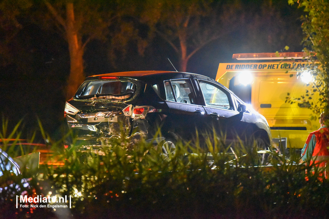 Hond ontsnapt uit auto na ongeval A15 Ridderkerk