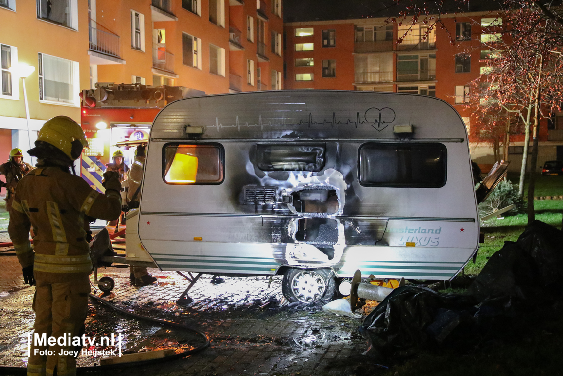 Caravan in brand na brandstichting Valkenhof Capelle a/d IJssel