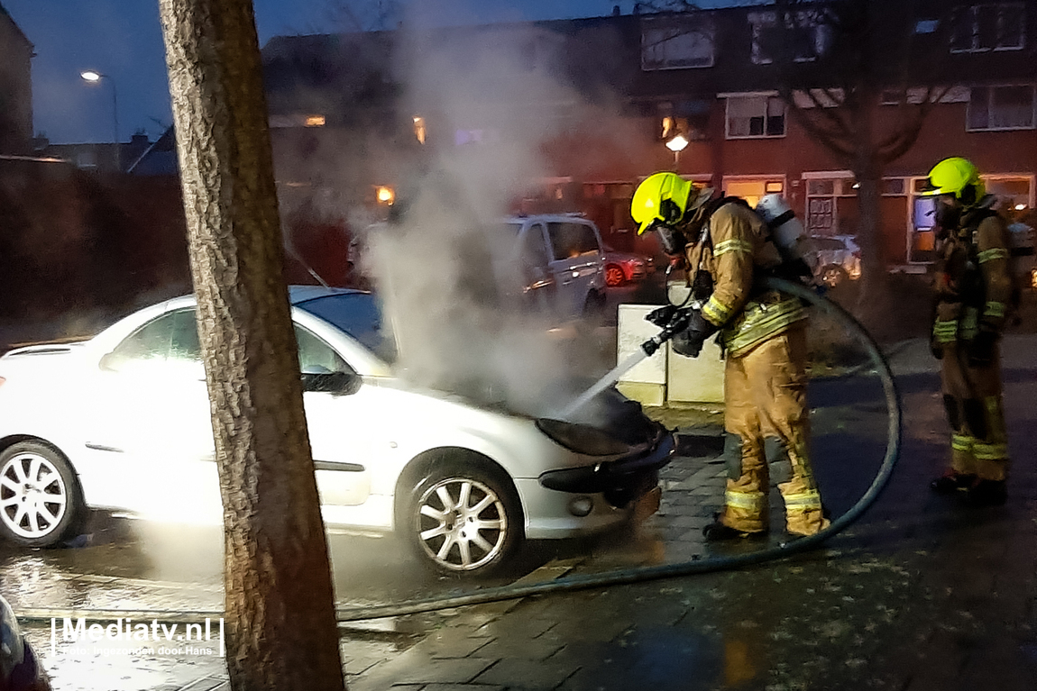 Geparkeerde auto vliegt in brand Forel Ridderkerk