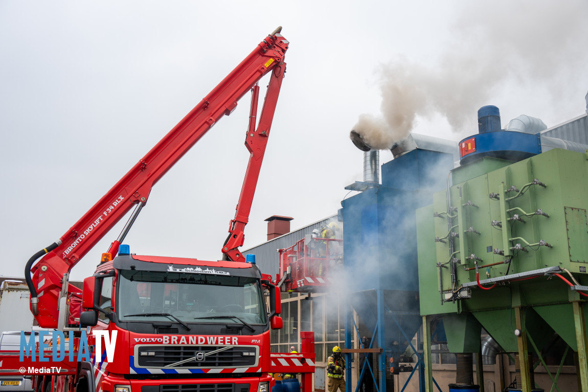 Brand in afzuiginstallatie bedrijfspand James Wattweg Vlaardingen