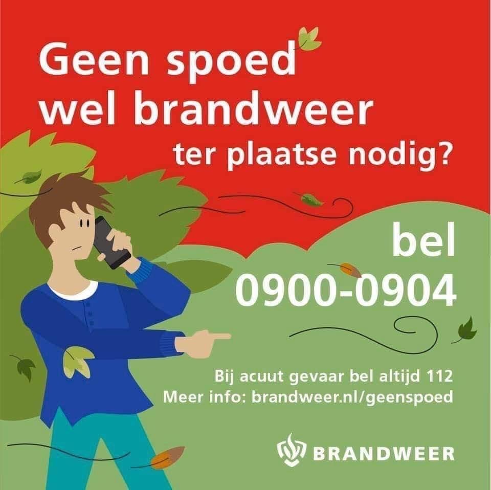 Geen spoed ? Wel Brandweer?! Bel 0900-0904
